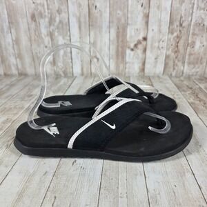 Nike Flip Flops Sandals Black and White Thong Comfort Casual Womens Size 8